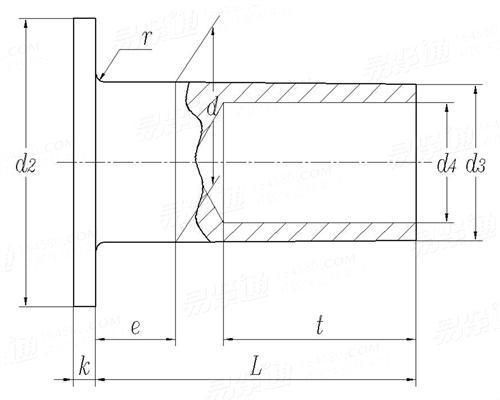 DIN 7338 Flat Head Tubular Steel Rivets for Brake Lining Lower Carbon Steel of Yellow Zinc Plated