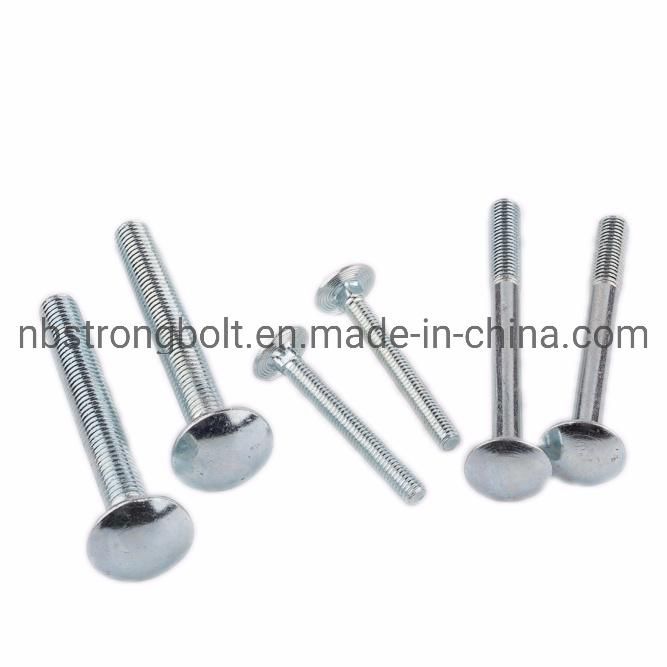 Round Head Square Neck Bolt, DIN603 Gr. 4.8 with White Zinc Plated Cr3+