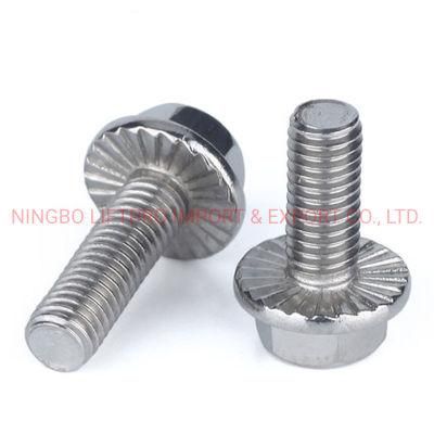 A2 A4 SS304 SS316 316L B8 B8m B8t Stainless Steel Serrated Hexagon Hex Head Flange Bolt DIN6921