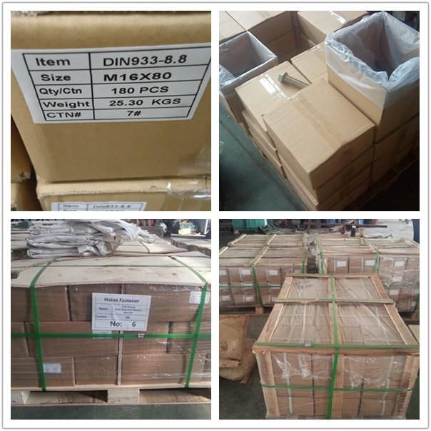 A2 70 A4 80 SS304 SS316 B8 B8m M12 M16 M20 M24 DIN931 DIN933 Stainless Steel Hex Head Bolts