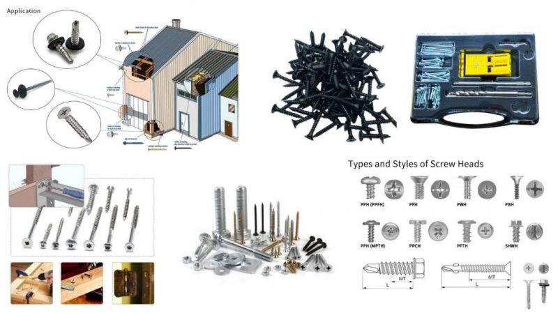 Black Oxide Carbon Steel Pan Head Cross Recessed Self Tapping Gypsum Board Chipboard Wood Screw