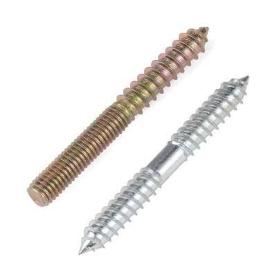 Zinc Yellow Plated Double End Machine and Wood Screw Factory Hanger Bolt with Hexgon