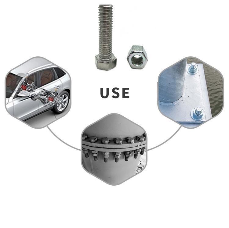 Wholesale High Quality Zinc Plated Black Yellow Carbon Steel Hex Head Bolt and Nut and Washer