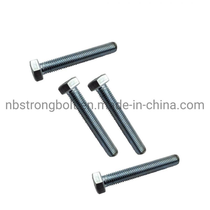 DIN933 Hex Bolt Screw Gr. 8.8 with White Zinc Plated Cr3+
