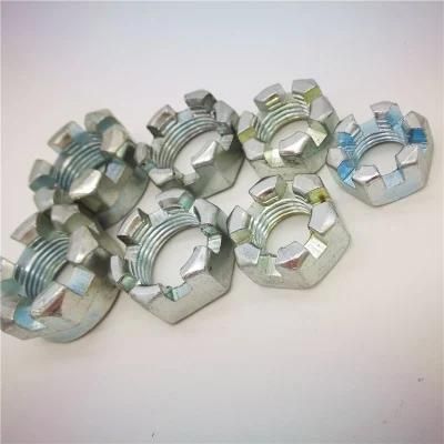 High Quality DIN935 Hex Slotted and Castle Nuts with White Zinc Plated Carbon Steel Precise