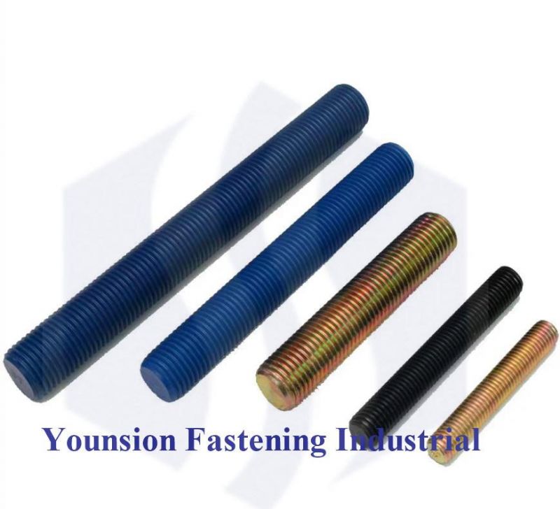 PTFE Blue Red Color Coating Painted DIN 975 Standard Carbon Steel Metric Size Threaded Rod