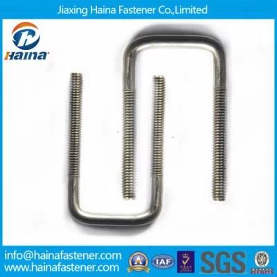 Stainless Steel Square Bend U-Bolt with 3/8-16 Thread, Plain Finish