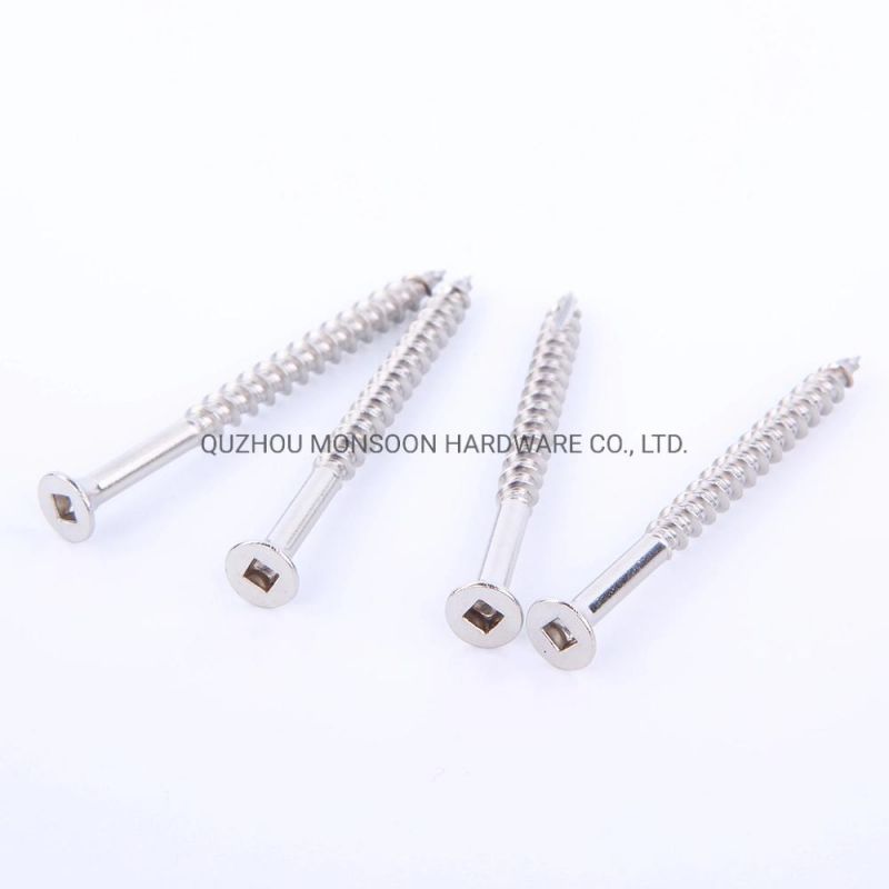 Stainless Steel Countersunk Square Head Chipboard Screws with Ribs