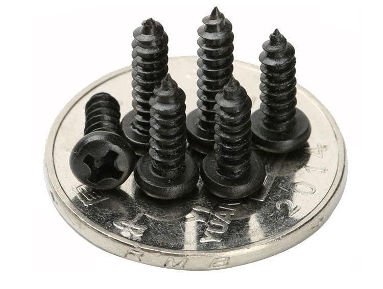 Micro Small Black Zinc Pan Head DIN7981 Self Tapping Screw