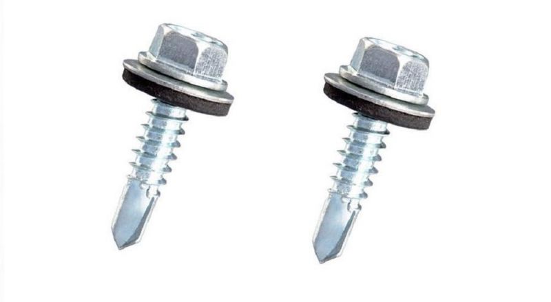 Unslotted Indented Hex Washer Head with Neoprene Washer Self Drilling Screw