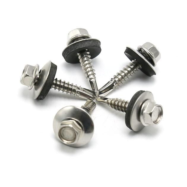 Stainless Steel 410 Hex Head Roofingscrews Self Drilling Screws with Bonded EPDM Rubber Washer