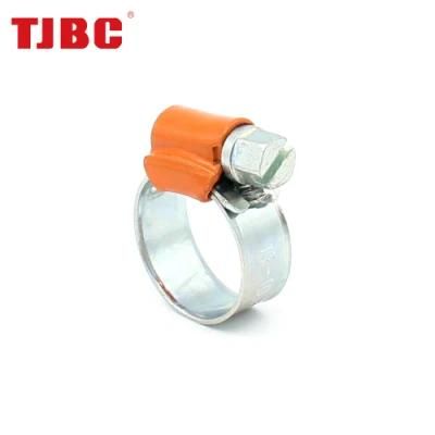 W1 Galvanized Iron British Type Worm Drive Hose Clamp with Color Tube Housing for Automobile Engine, 22-32mm