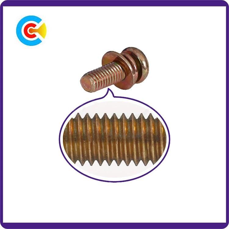 DIN/ANSI/BS/JIS Carbon-Steel/Stainless-Steel Spring Washer Combo Pan Head Screws