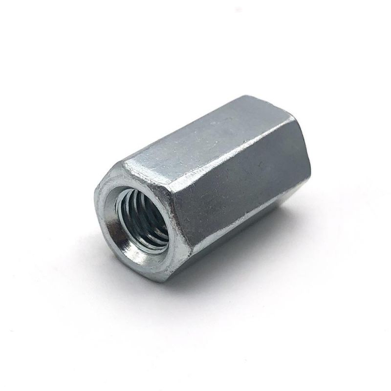 Factory Wholesales Hexagon Nuts White Zinc Plated M6 M8 M12 Hex Long Nut DIN6334