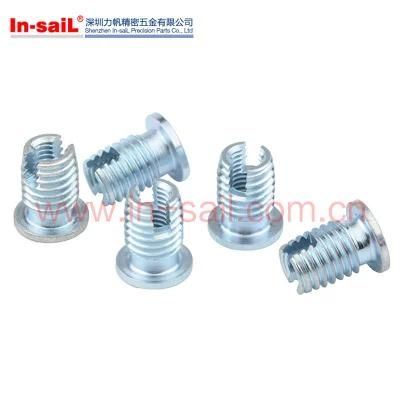 Self-Cutting Threaded Inserts Steel Case-Hardened Zinc Plated Blue