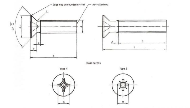 DIN965 pH Cross Recessed Countersunk Flat Head Screw, Machine Screw