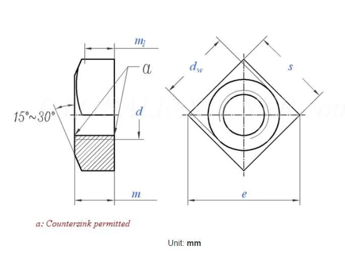 Stainless Steel SS304/316 Square Nut/Hex Nut/Flange Nut/Heavy Hex Nut/Hex Cap Nut/Round Nut/Slotted Nut/Lock Nut