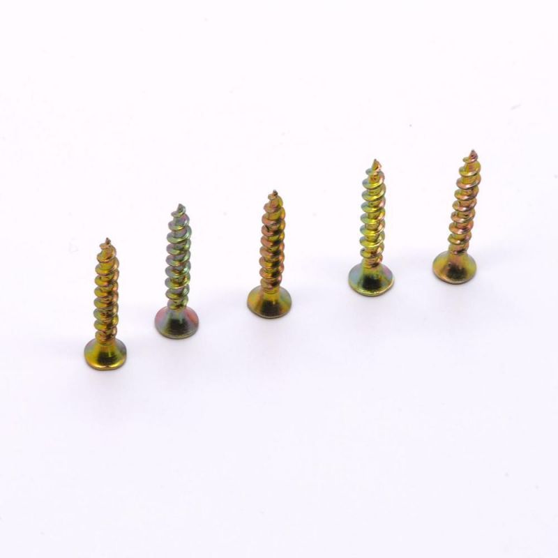 Angola Tanzania Colombia Market/Ot Sale Carbon Steel Chipboard Nail Yellow Zp Ecological Plate Nail Self Tapping Screw Factory Supply