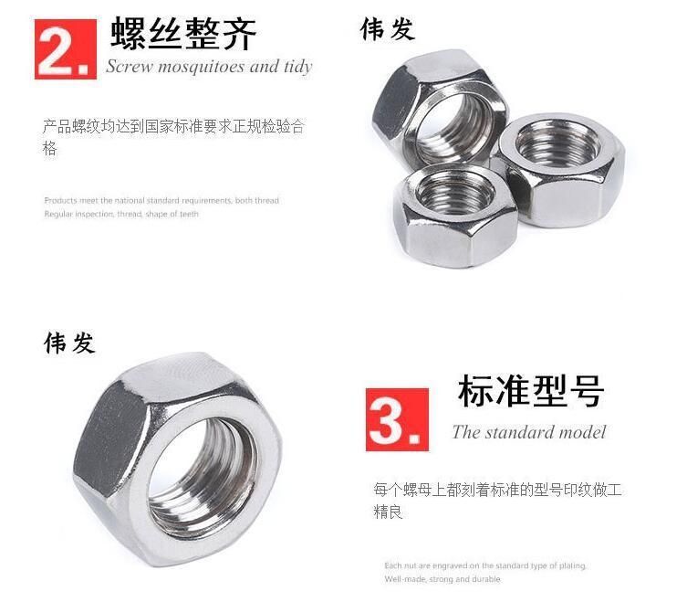 Manufacturer′ S Direct 304 Stainless Steel Hex Nut Specification Complete M3-M30 Stainless Steel Hex Nut