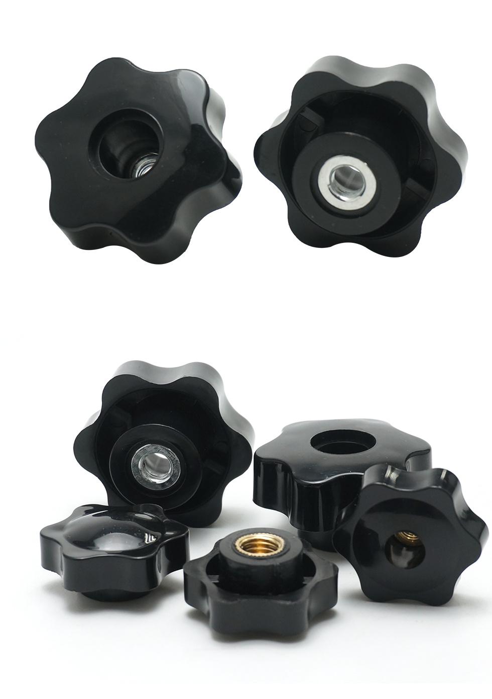 M6 Plum Hand Tighten Nuts Handle Thread Star Mechanical Black Thumb Nuts Clamping Knob Manual Nuts