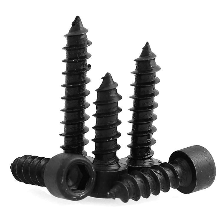 304 Stainless Steel Cylinder Head Hexagon Socket Self Tapping Black Zinc Plated Wood Screws