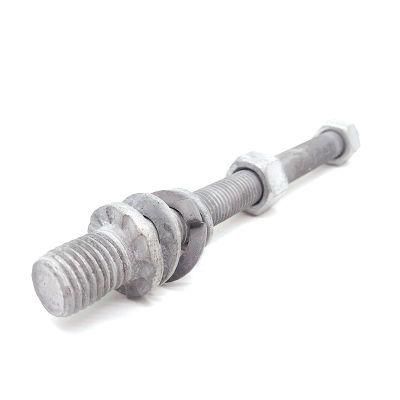 Grade 6.8/8.8 Carbon Steel 5/8&quot; HDG Double Upset Bolt/Arming Bolt with Antiskid Teeth/Nut and Washer