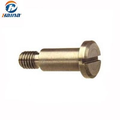 Coarse Slotted Cheese Head Screw with Shoulder Brass DIN923