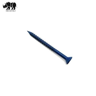 Blue Painted Flat Head Slotted / Cross with Diamond Point Concrete Screw