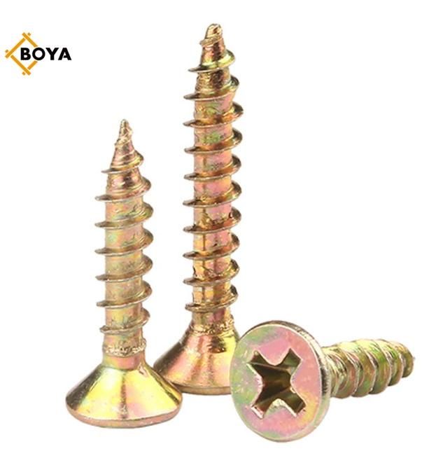 Flat Countersunk Head Hole Phillips Head Finish Zinc Plated Chipboard Screws