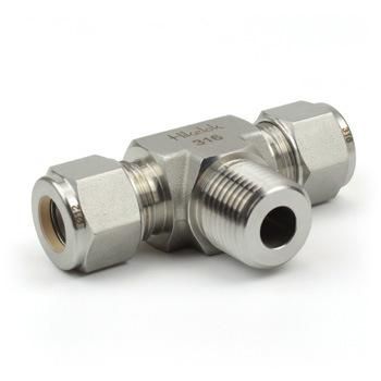 Stainless Steel Double Ferrules Compression Tube Fittings Male Female Branch Tee