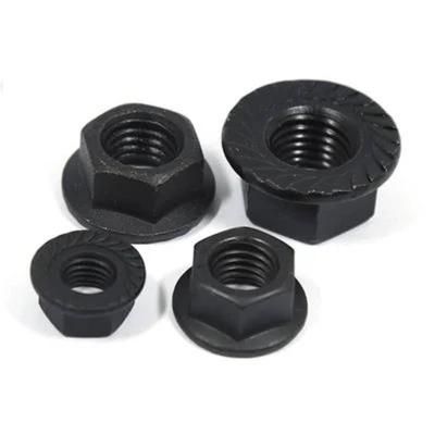 4.8 8.8 Black Carbon Steel Hex Serrated Flange Nuts Hex Lock Nuts DIN6923