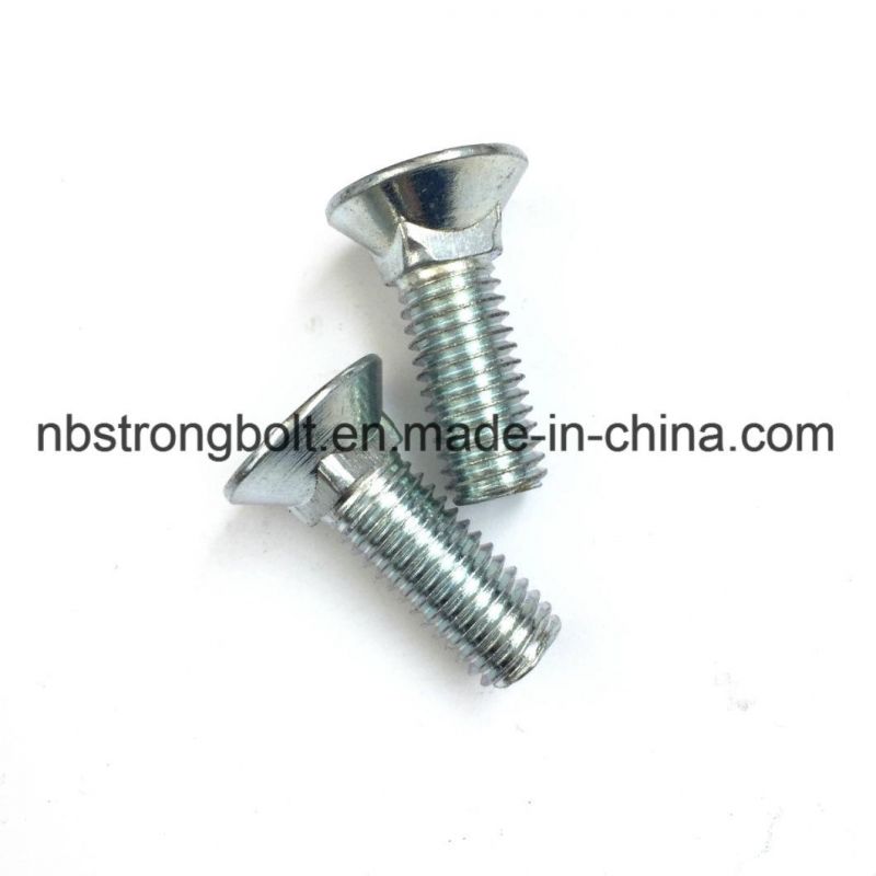 Flat Head Square Neck Screw with White Zinc Plated/Customized Flat Head Screw