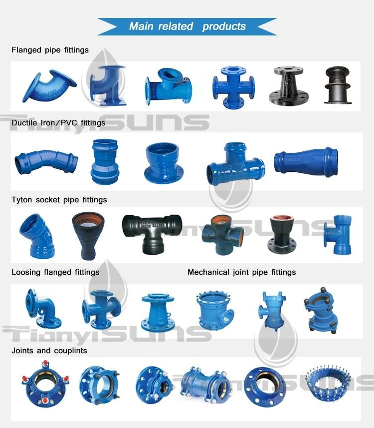 Ductile Cast Iron Ggg50 DN125 Pn16 Epoxy Coating Three Piece Di Split Collar for PVC Pipes