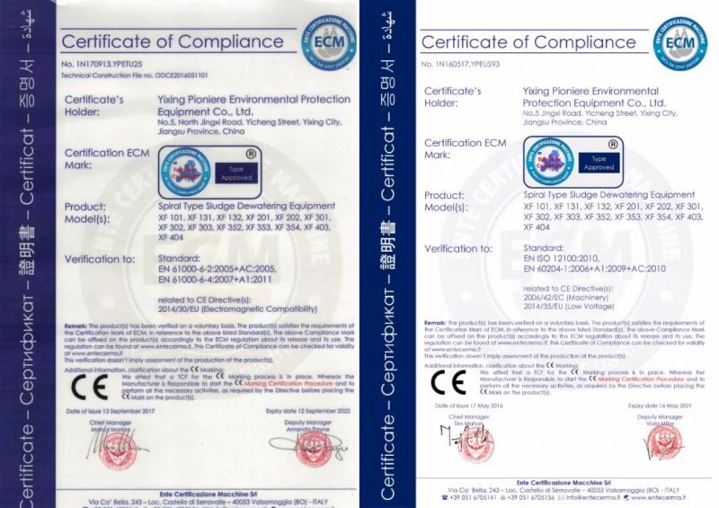 Washers for Screw Type Sludge Dewateing Equipment with Spare Parts