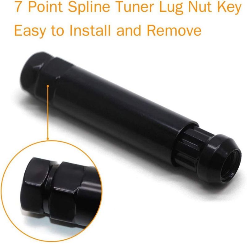 Black 1/2-20 Bulge Acorn 3/4" 19mm Hex 2" Tall Lug Nuts