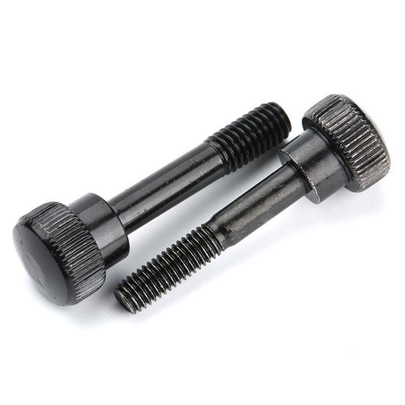 Black Zinc Plated Cylindrical Head Thumb Knurled Shoulder Screws