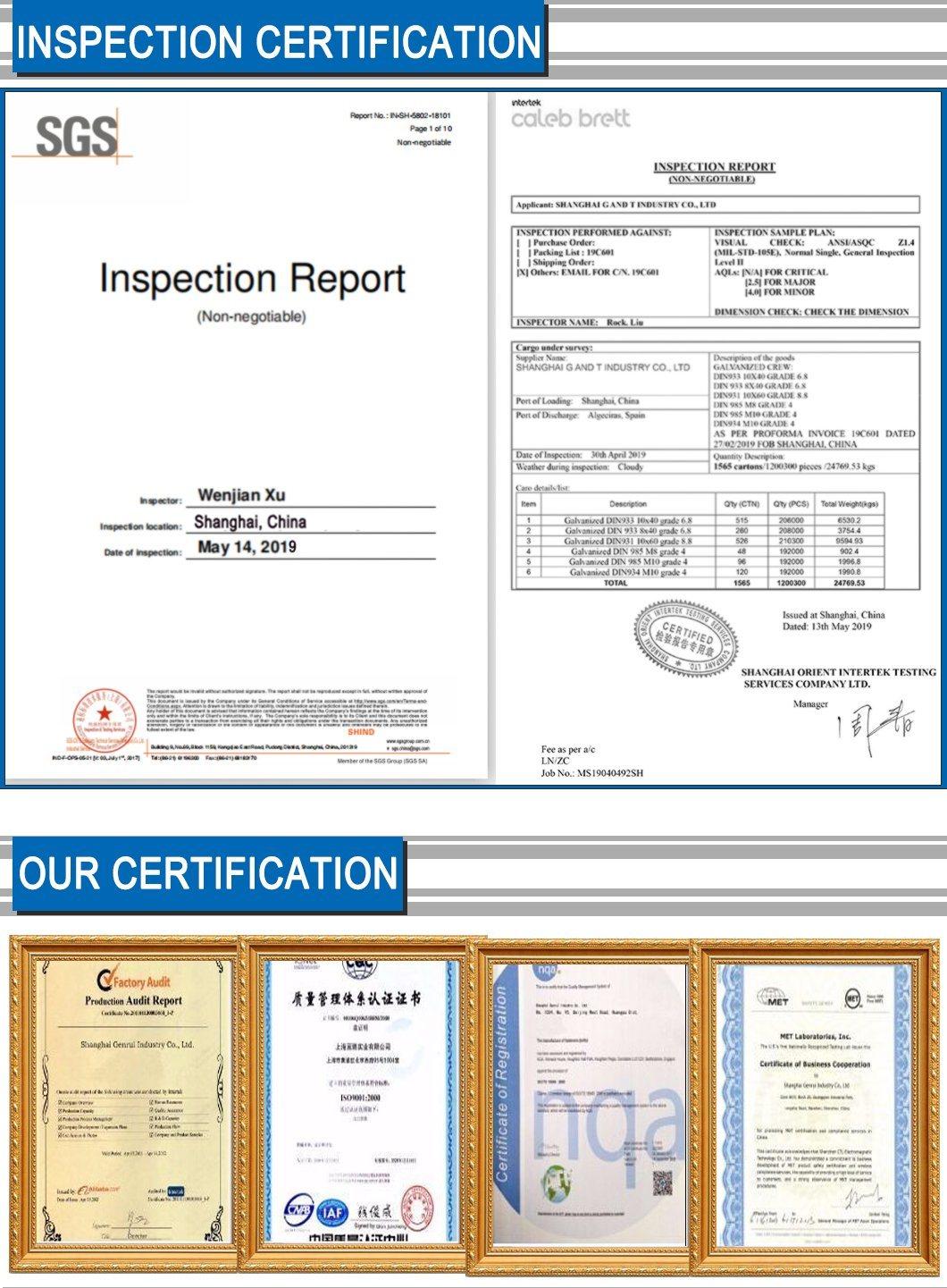 Grade 8.8 DIN 933 Nlyon Patch Full Thread A3e Galvanized Tarmac Zinc Carbon Steel M6-M39 Duplex Steel 2205 3208 Stainless Steel 301 402 Locktite Hex Bolt