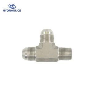 Stainless Steel Male NPT Pipe X Male Jic Run Tee Hydraulic Adapters