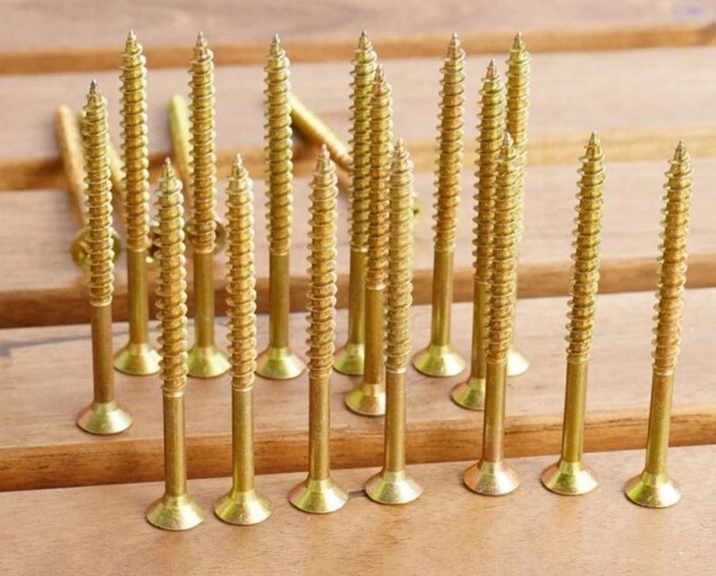 Partially Threaded Yellow Passivated Countersunk Head Cross Pozi Drive Chipboard Screws for Wood
