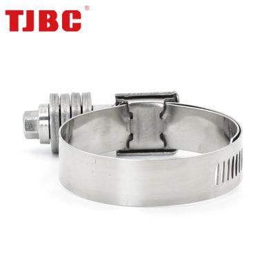 High Pressure W4 Stainless Steel Heavy Duty American Type Constant Tension Hose Tube Clamp, 14.2mm Bandwidth, 30-45mm