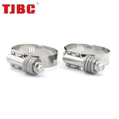 High Pressure W2 Stainless Steel Heavy Duty American Type Constant Tension Hose Tube Clamp, 14.2mm Bandwidth, 30-45mm