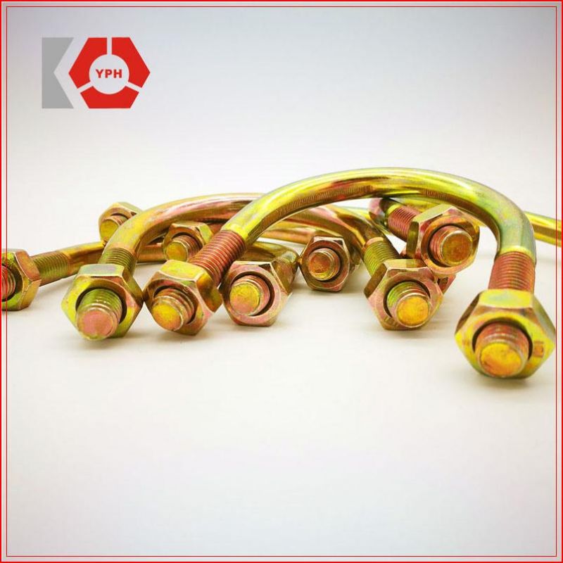 High Quality Yellow Zinc Plated Hot-Rolled Steel U Bolt with Washer and Nut