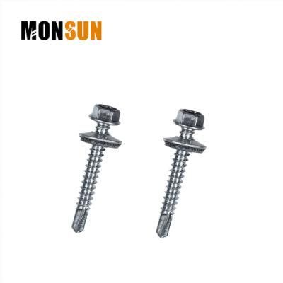 Mechanical Galvanized Steel Hex Washer Head Self Drilling Screw with Bonded Sealing Washer