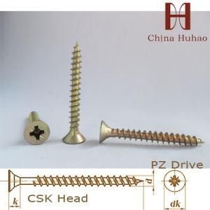 Csk Head Chipboard Screw DIN7505 Zinc Yellow Color