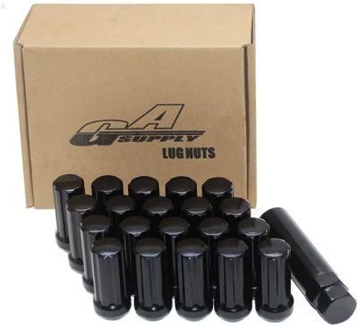 Black 1/2-20 Bulge Acorn 3/4&quot; 19mm Hex 2&quot; Tall Lug Nuts