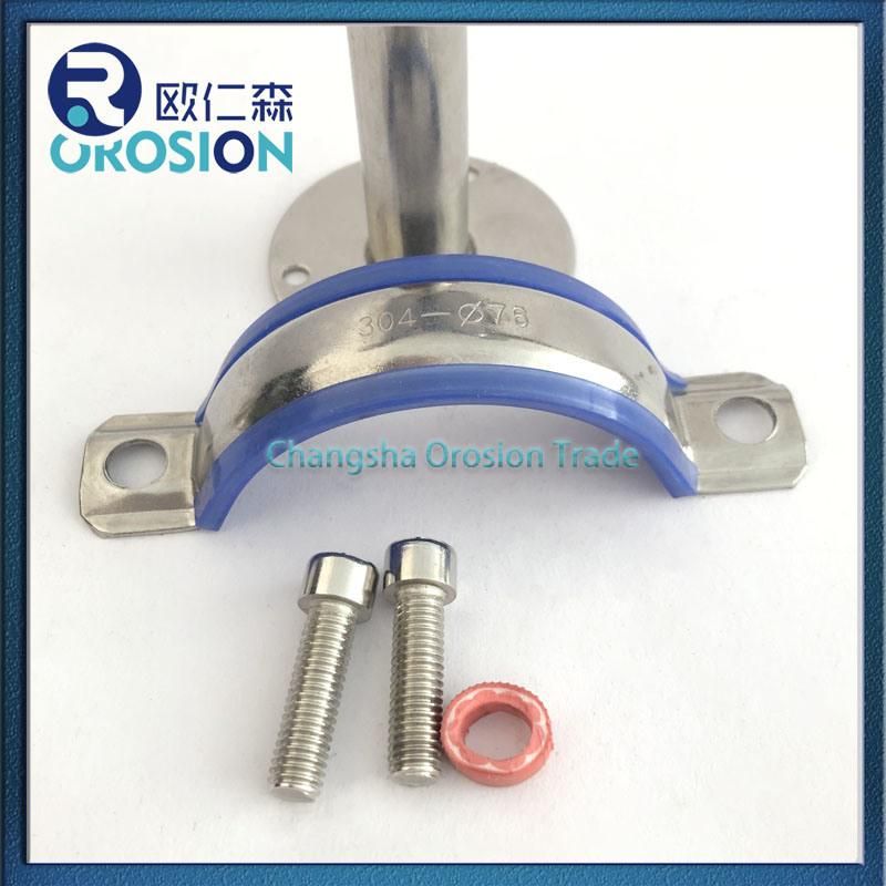 stainless Steel Round Pipe Fitting Hanger Clamped with Rubber