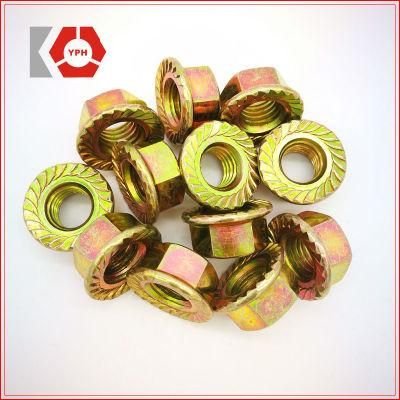 Precise DIN 6923 Carbon Steel Hexagon Head Hex Flange Nut with Yellow Zinc