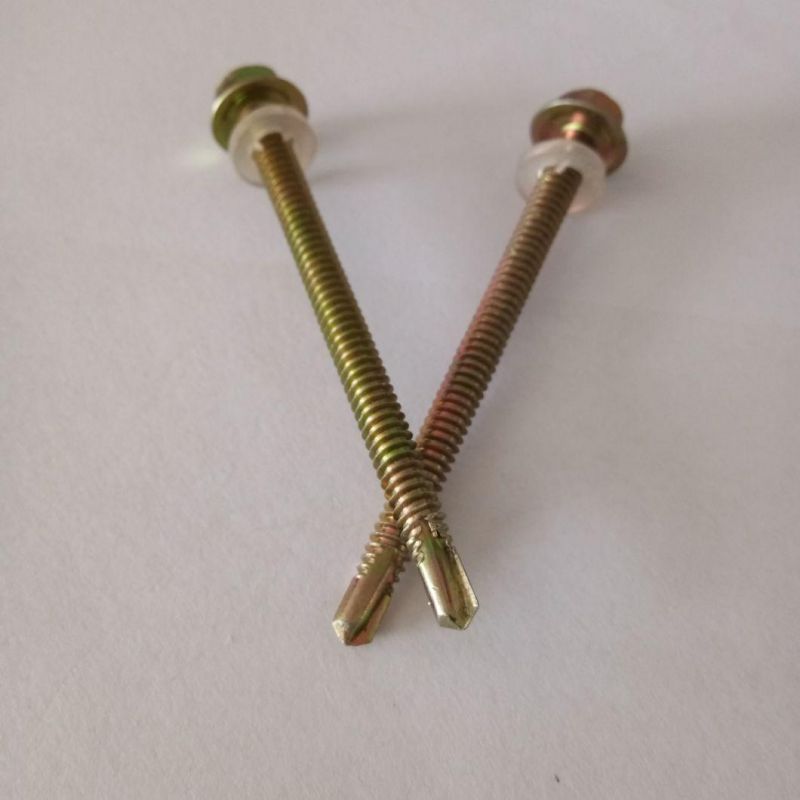 Yellow Zinc Hex Head Self Tapping Screw with Plastic Washer