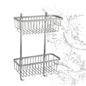 Wall Mounted Bathroom Accessories, Durability Double Layers Stainless Steel for Shower Basket