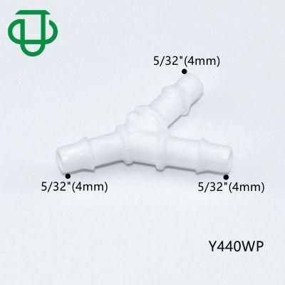 White Polypropylene 5/32 Inch 4mm Easy Assembly Hose Barb Wye Joint Y Shape Pipe Fitting Water Air Hose 3 Ways Equal Barb Tube Connectors